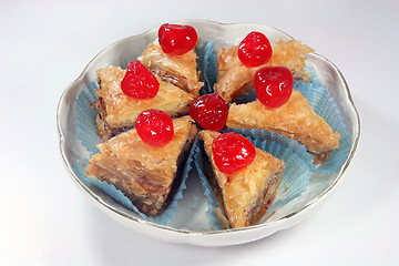 Image showing baklava with cherries