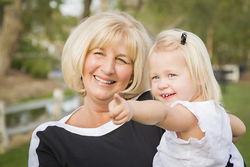 Image showing Grandmother and Granddaughter Playing At The Park