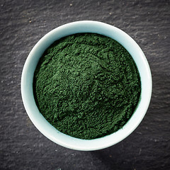 Image showing bowl of spirulina algae powder