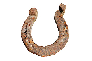 Image showing old horse shoe over white