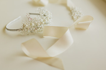 Image showing composition of wedding accessories bride