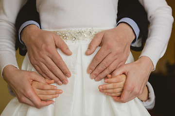 Image showing Family holding hands together closeup