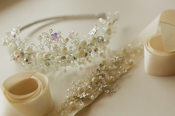 Image showing composition of wedding accessories bride