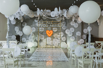 Image showing wooden arch at wedding ceremony