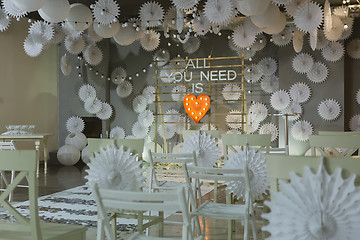 Image showing wooden arch at wedding ceremony