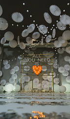 Image showing wooden arch at wedding ceremony