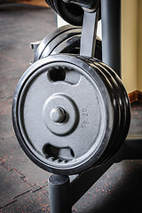 Image showing Barbell plates rack