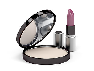 Image showing Face powder and lipstick