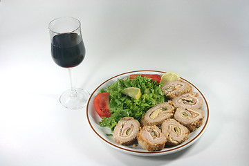 Image showing diner and wine