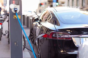 Image showing Electric Car in Charging Station.