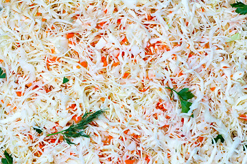 Image showing Salad from fresh cabbage and carrots.