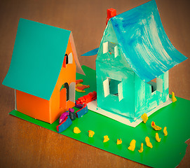 Image showing toy cardboard houses