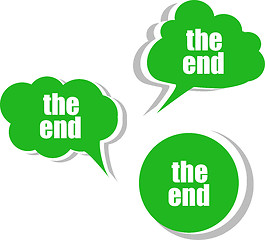 Image showing the end words on modern banner design template. set of stickers, labels, tags, clouds