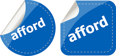 Image showing afford word stickers set, icon button isolated on white
