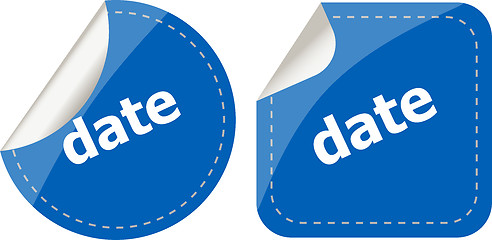 Image showing date word stickers web button set, label, icon