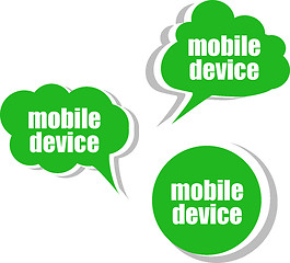 Image showing mobile device, Set of stickers, labels, tags. Template for infographics