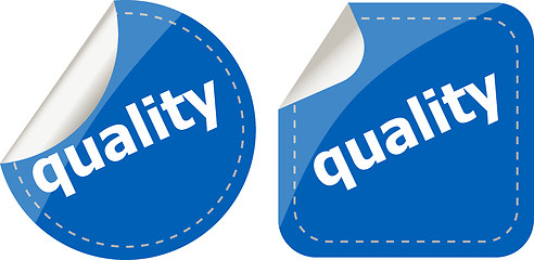 Image showing quality word on stickers button set, label