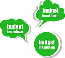 Image showing budget breakdown. Set of stickers, labels, tags. Business banners