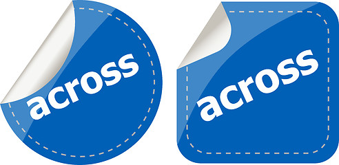 Image showing across stickers set, icon button isolated on white
