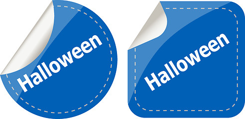 Image showing Happy Halloween round stickers set