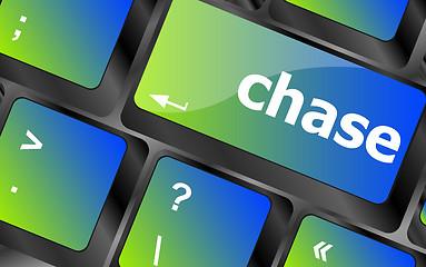 Image showing chase word on keyboard key, notebook computer button