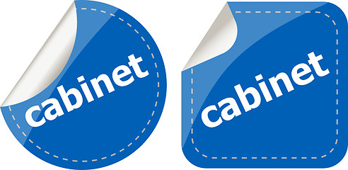 Image showing cabinet word stickers set, web icon button