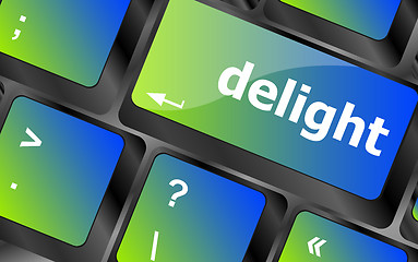 Image showing delight button on computer pc keyboard key