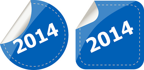 Image showing 2014 on stickers button set, business label