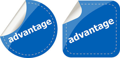 Image showing advantage word stickers set, icon button