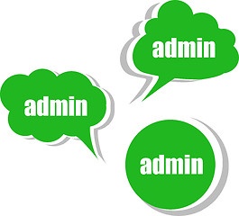 Image showing admin words on modern banner design template. set of stickers, labels, tags, clouds