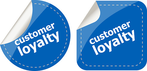 Image showing customer loyalty stickers set on white, icon button isolated on white