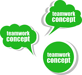 Image showing teamwork concept. Set of stickers, labels, tags. Template for infographics