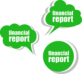 Image showing financial report. Set of stickers, labels, tags. Template for infographics