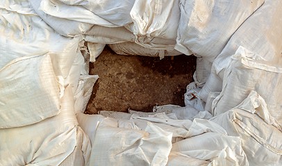 Image showing White sandbags 