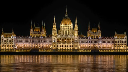 Image showing Night detail of the Parliament building 