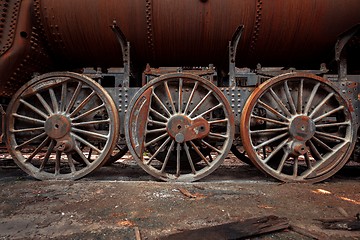 Image showing Wheels of an old train