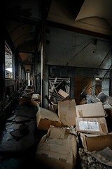 Image showing Messy vehicle interior of a train carriage