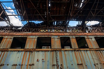 Image showing Messy vehicle interior of a train carriage