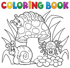 Image showing Coloring book toadstool with animals