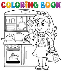 Image showing Coloring book child playing theme 1