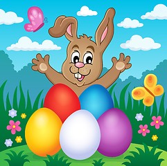 Image showing Young bunny with Easter eggs theme 2