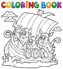 Image showing Coloring book with Viking ship