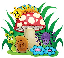 Image showing Toadstool with small animals