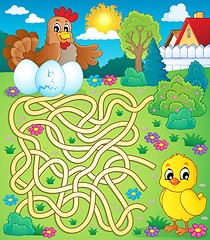 Image showing Maze 4 with hen and chicken