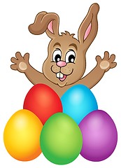 Image showing Young bunny with Easter eggs theme 1