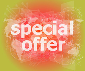 Image showing special offer text on digital screen