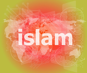 Image showing islam, hi-tech background, digital business touch screen