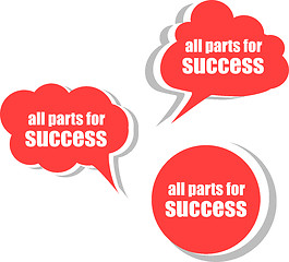 Image showing all parts for success. Set of stickers, labels, tags