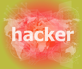 Image showing Privacy concept: words Hacker on digital background