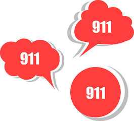 Image showing 911 on modern banner design template. set of stickers, labels, tags, clouds